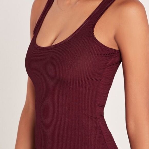 MissGuided Midi Burgundy Ribbed Bodycon Dress - Picture 3 of 4